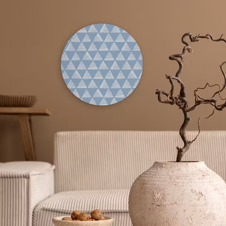 Wandcirkel - Glas - Driehoek - Blauw - Patroon - Strepen — 2