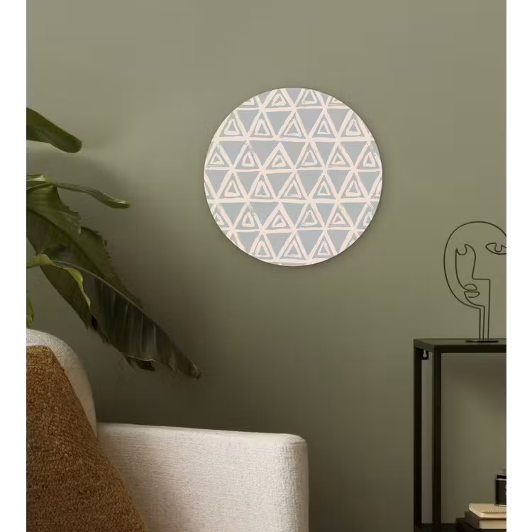 Wandcirkel - Glas - Patroon - Driehoek - Blauw - Grijs — 3