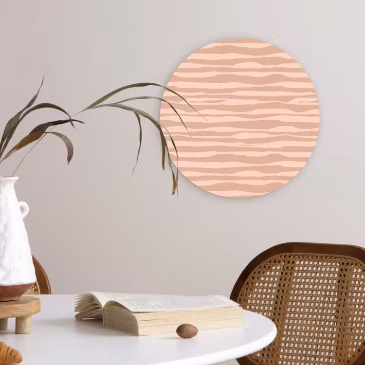 Wandcirkel - Glas - Strepen - Roze - Patroon — 4
