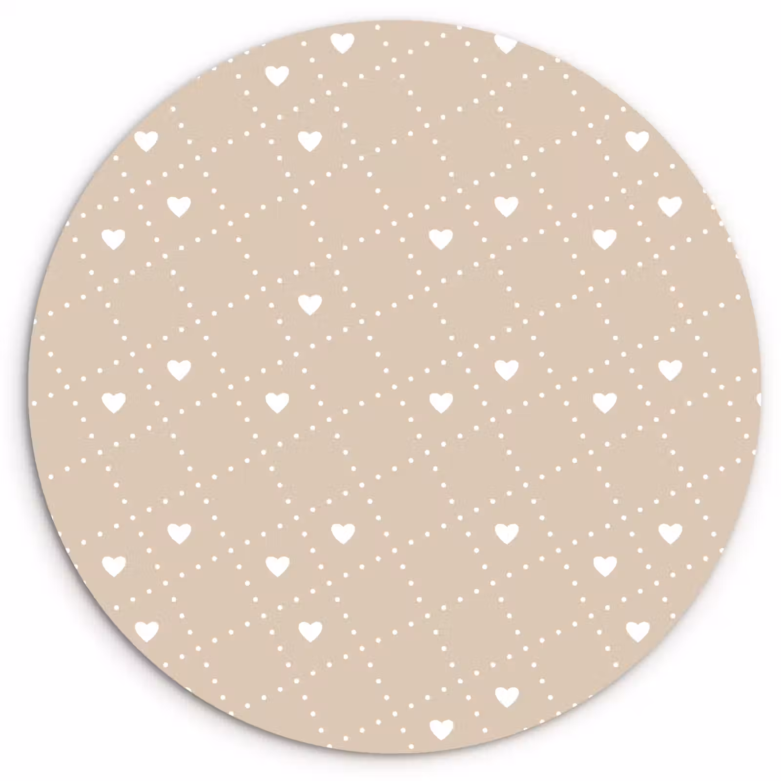 Wandcirkel - Glas - Beige - Wit - Hartjes - Patroon — 1