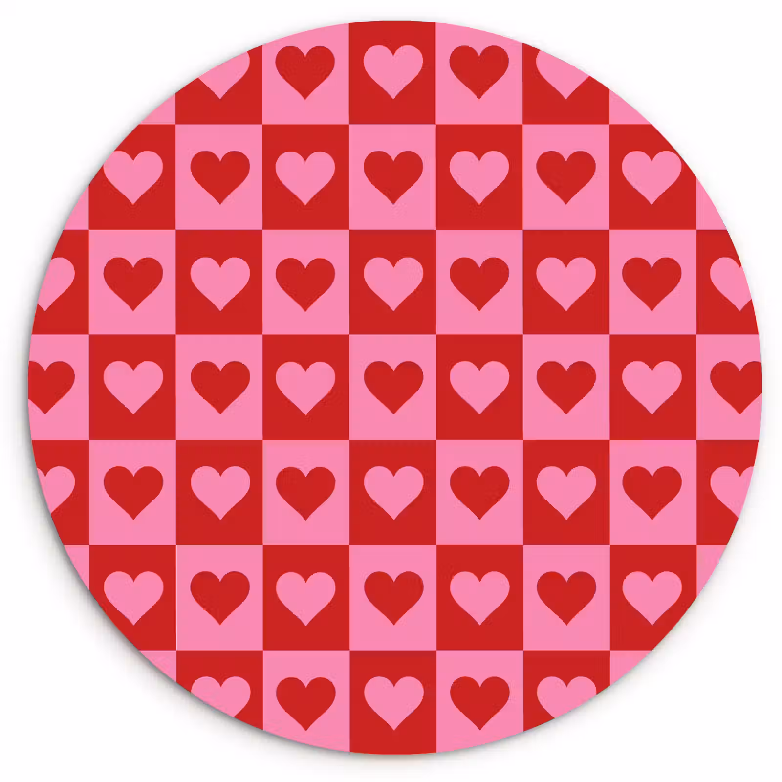Wandcirkel - Glas - Rood - Roze - Schaakbord - Valentijn — 1