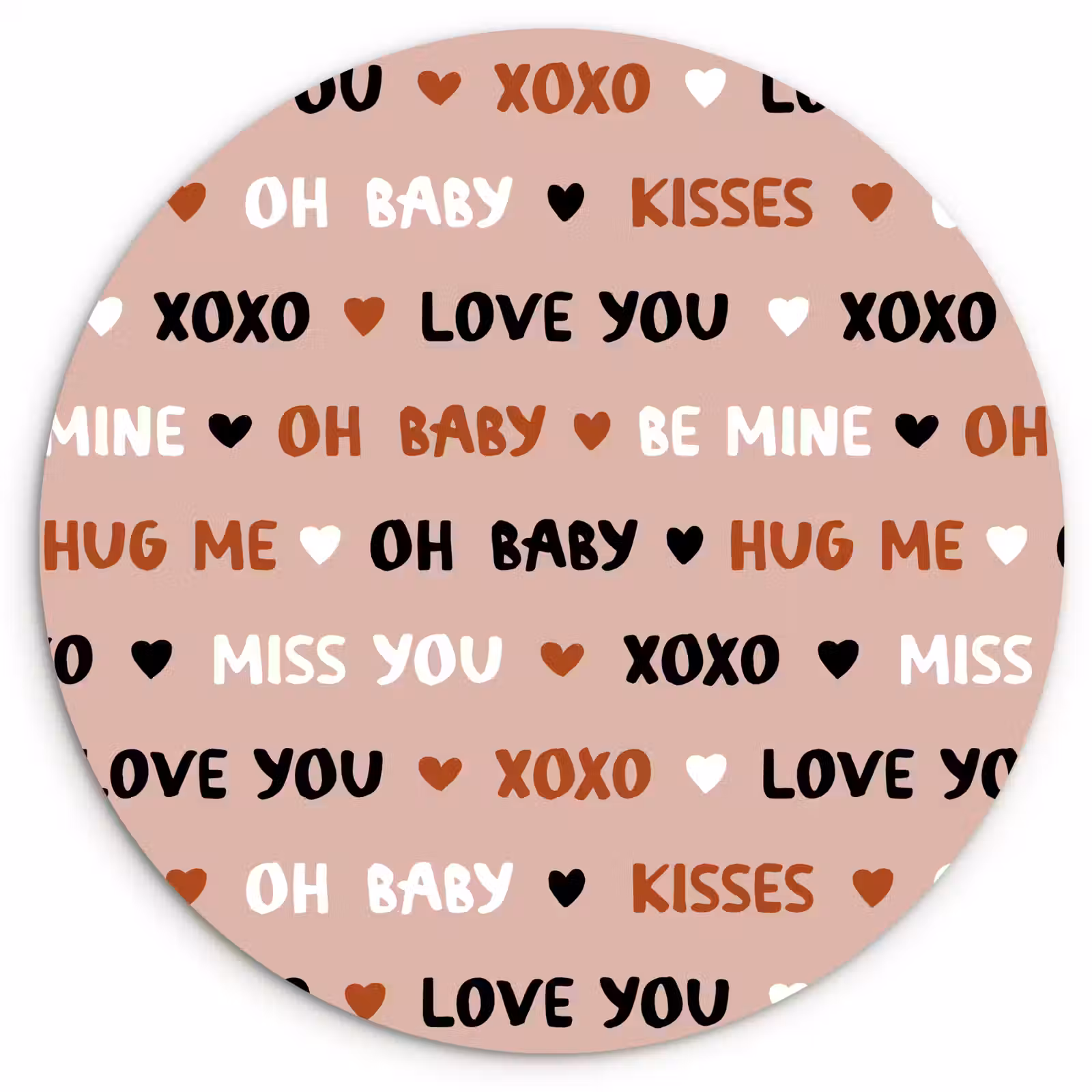 Wandcirkel - Glas - Tekst - Liefde - Roze - Patroon — 1