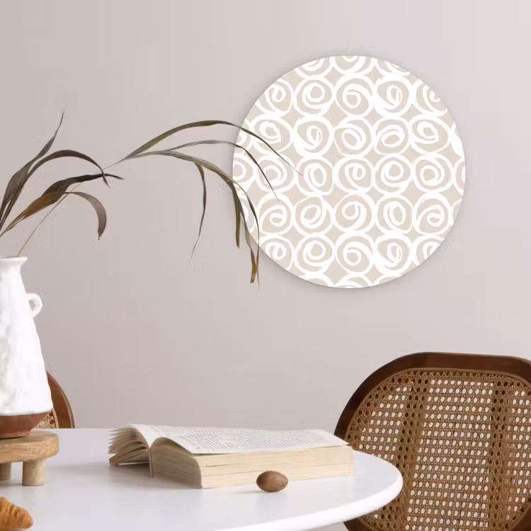 Wandcirkel - Glas - Beige - Patroon - Spiraal — 4