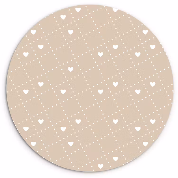 Wandcirkel - Glas - Beige - Wit - Hartjes - Patroon — 1