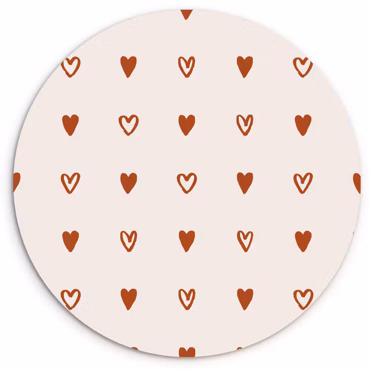 Wandcirkel - Glas - Crème - Rood - Hartjes - Patroon — 1