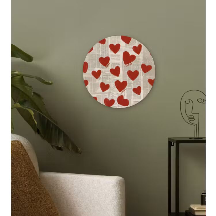 Wandcirkel - Glas - Hartjes - Krant - Loveyou — 3