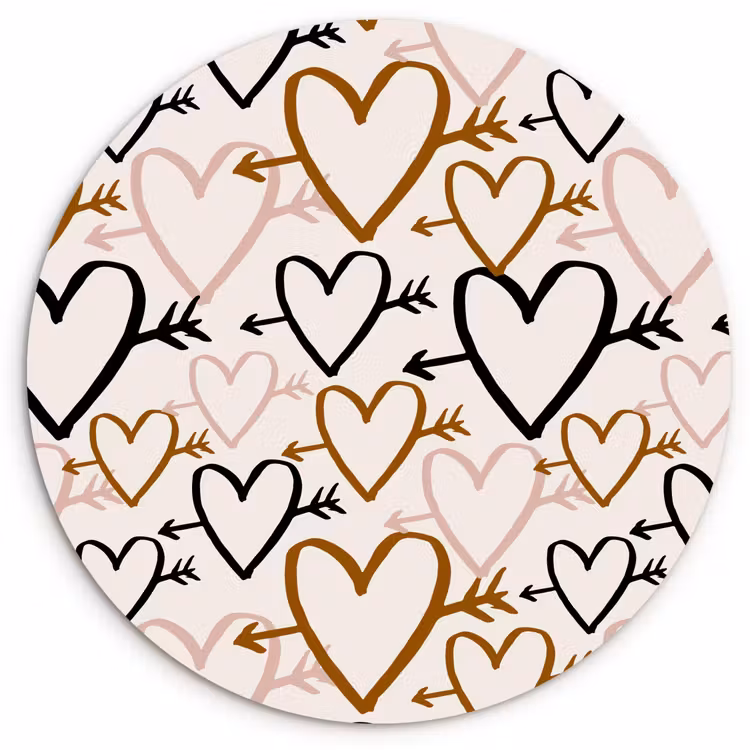 Wandcirkel - Glas - Hartjes - Pijl - Patroon - Terracotta — 1
