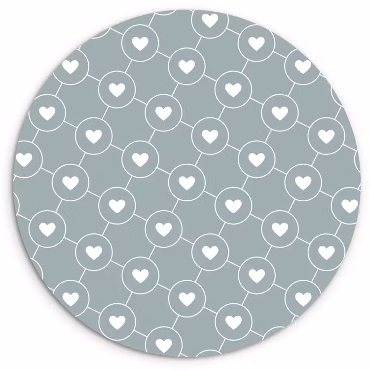 Wandcirkel - Glas - Hartjes - Wit - Rond - Patroon — 1