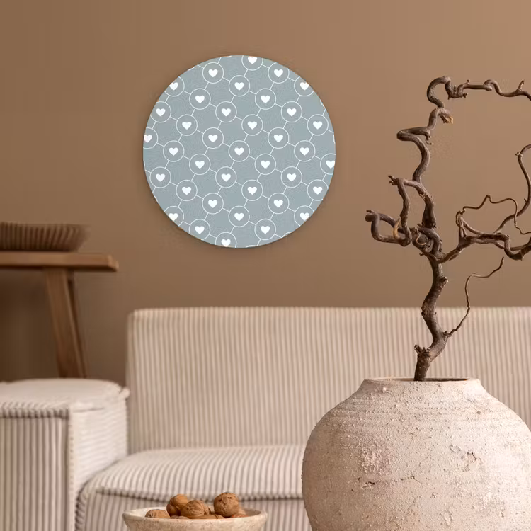 Wandcirkel - Glas - Hartjes - Wit - Rond - Patroon — 2