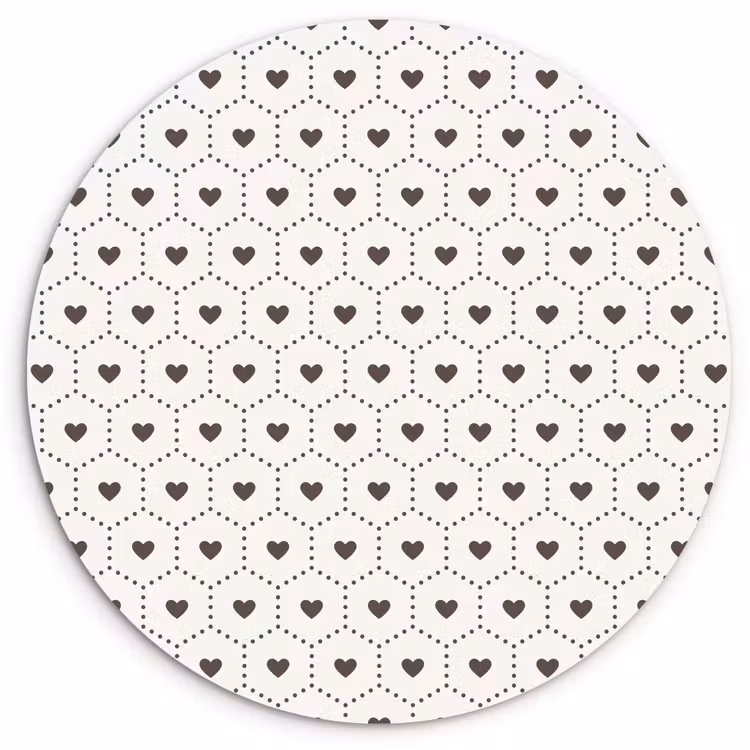 Wandcirkel - Glas - Hexagon - Patroon - Hartjes - Beige — 1
