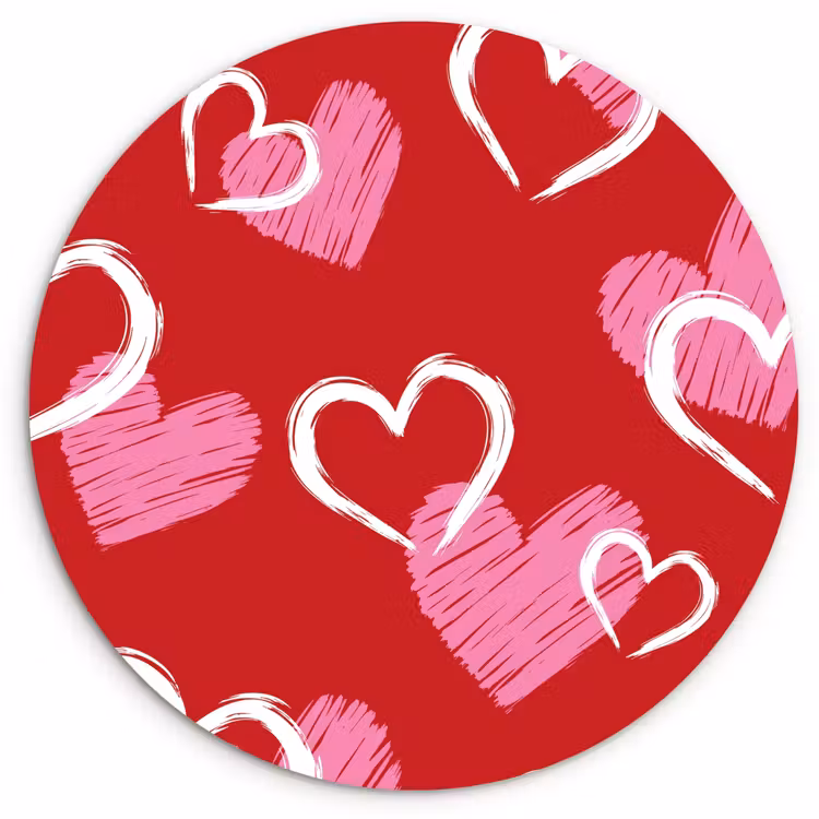 Wandcirkel - Glas - Patroon - Hartjes - Roze - Valentijn — 1