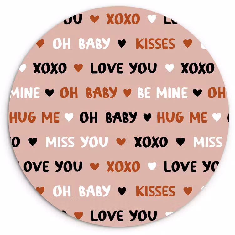 Wandcirkel - Glas - Tekst - Liefde - Roze - Patroon — 1