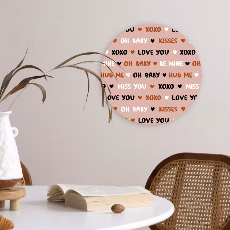Wandcirkel - Glas - Tekst - Liefde - Roze - Patroon — 4