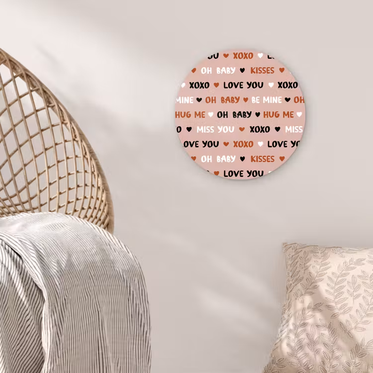 Wandcirkel - Glas - Tekst - Liefde - Roze - Patroon — 5