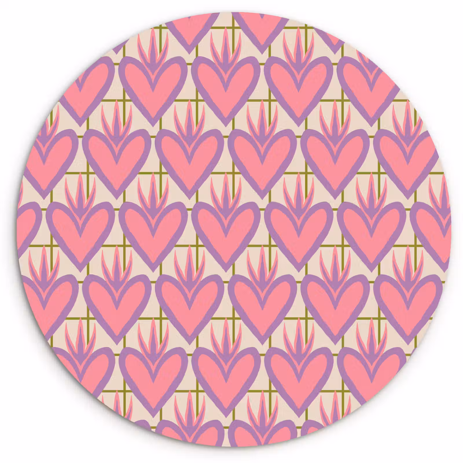 Wandcirkel - Glas - Patroon - Roze - Hartjes — 1