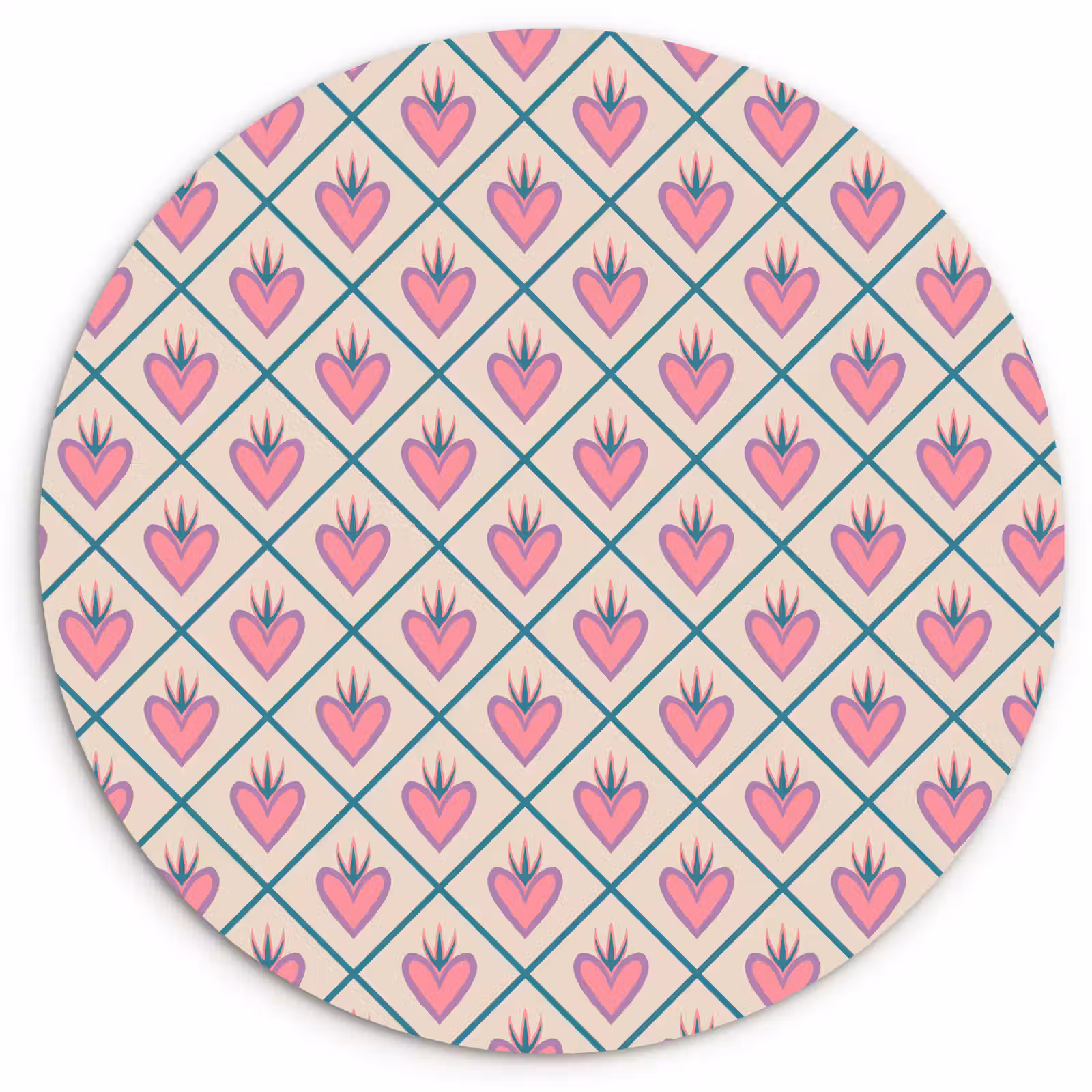 Wandcirkel - Glas - Retro - Ruit - Hartjes - Patroon — 1