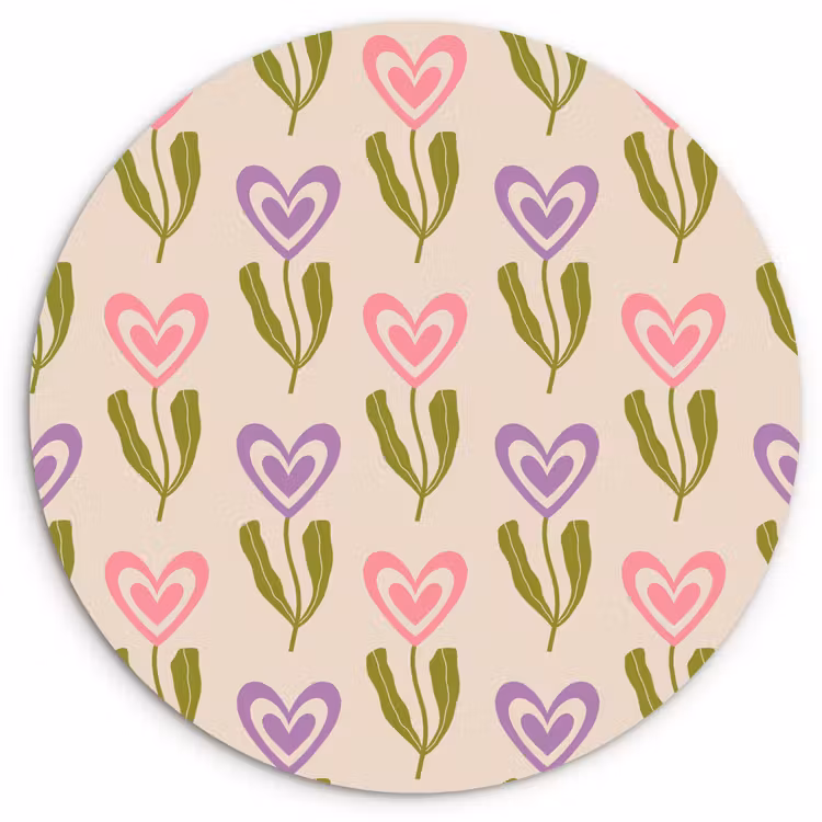 Wandcirkel - Glas - Bloemen - Hartjes - Patroon — 1