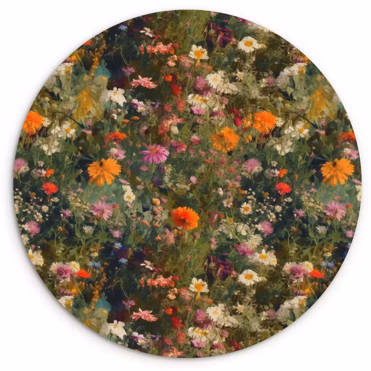 Wandcirkel - Glas - Bloemenveld - Kleuren - Verf — 1