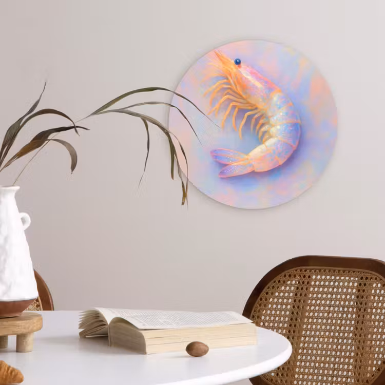 Wandcirkel - Glas - Garnaal - Subtiele structuur - Blauw - Roze — 4