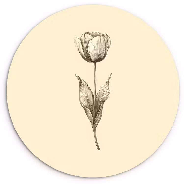 Wandcirkel - Glas - Illustratie - Tulp - Zwart — 1