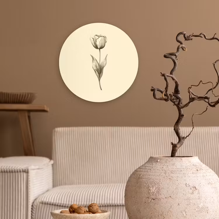 Wandcirkel - Glas - Illustratie - Tulp - Zwart — 2
