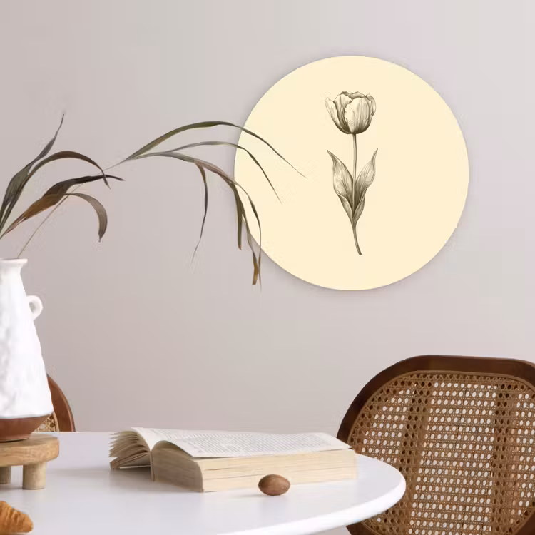 Wandcirkel - Glas - Illustratie - Tulp - Zwart — 4