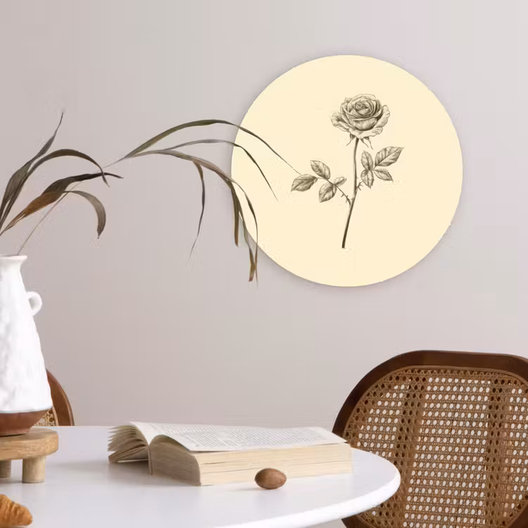 Wandcirkel - Glas - Illustratie - Zwart - Roos — 4