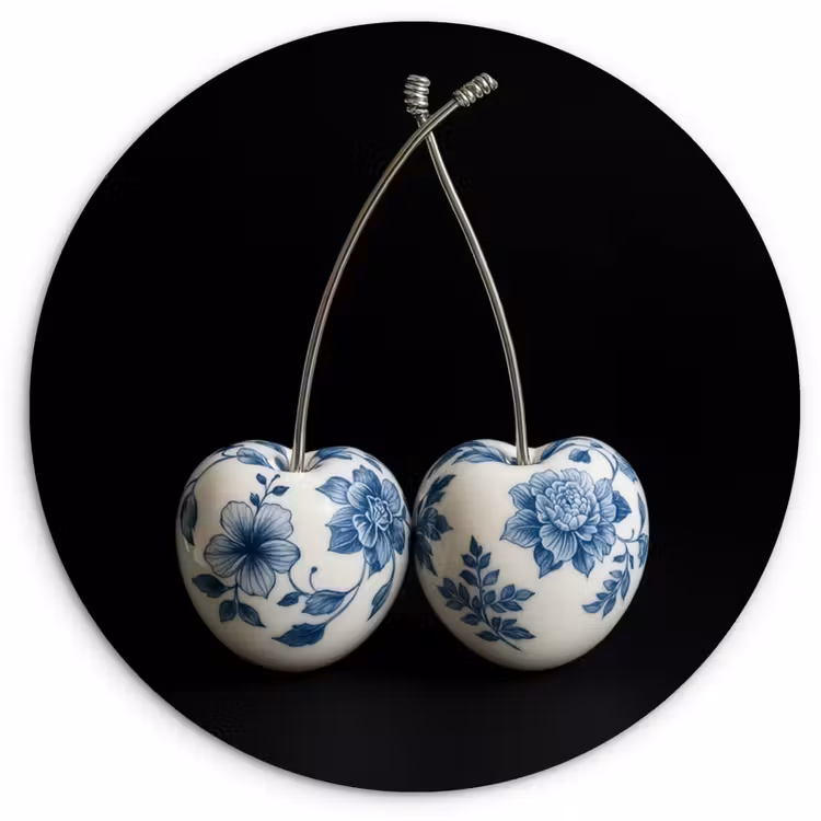 Wandcirkel - Glas - Kersen - Delfts blauw - Fruit — 1