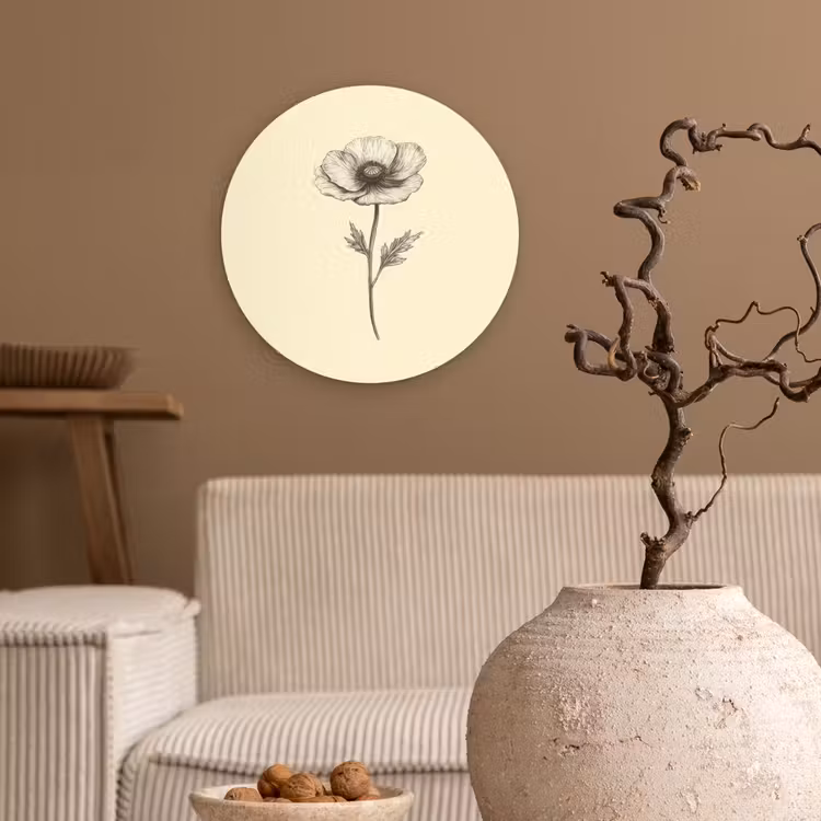 Wandcirkel - Glas - Klaproos - Illustratie - Zwart — 2