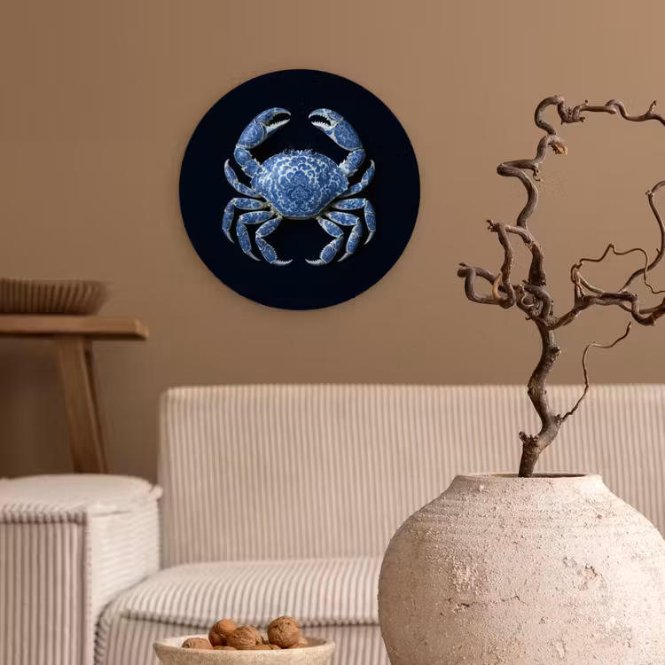 Wandcirkel - Glas - Krab - Delfts blauw - Dieren — 2
