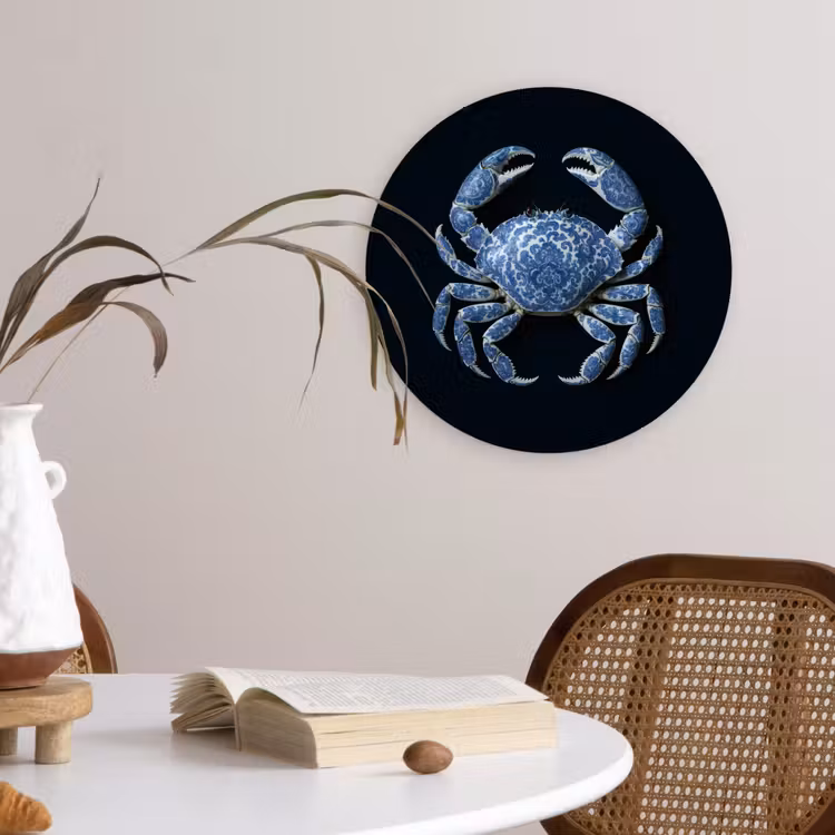 Wandcirkel - Glas - Krab - Delfts blauw - Dieren — 4