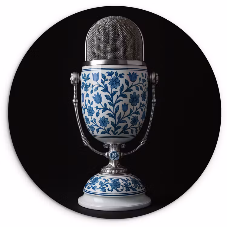 Wandcirkel - Glas - Microfoon - Delfts blauw - Muziek — 1