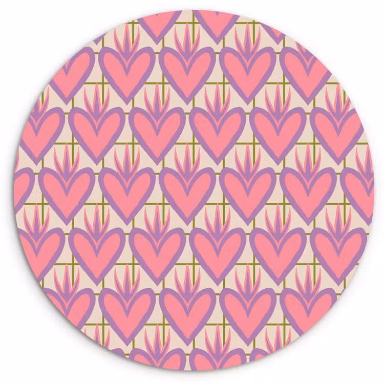 Wandcirkel - Glas - Patroon - Roze - Hartjes — 1
