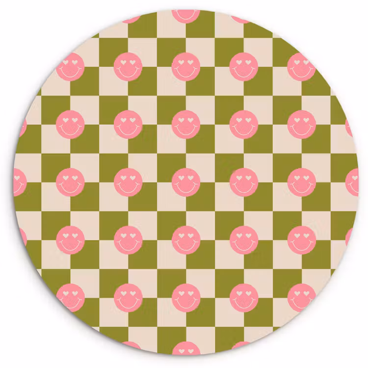 Wandcirkel - Glas - Patroon - Smileys - Blokken — 1