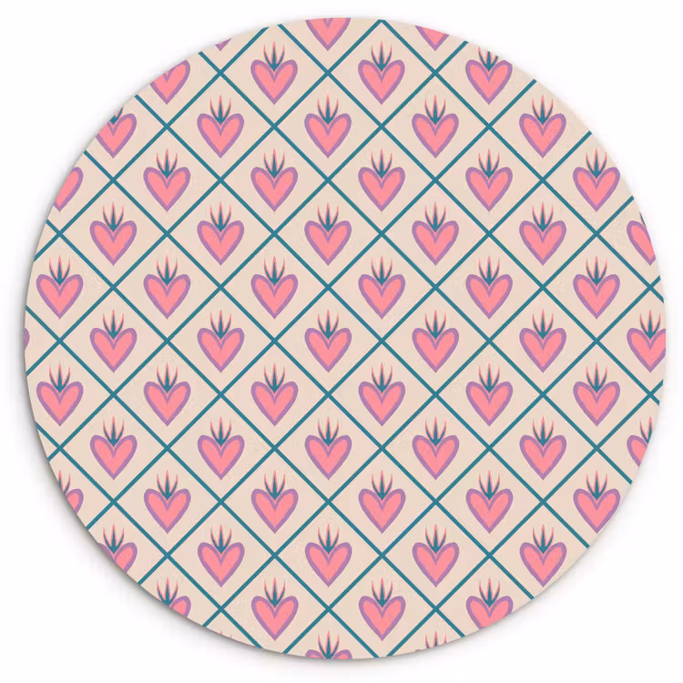 Wandcirkel - Glas - Retro - Ruit - Hartjes - Patroon — 1