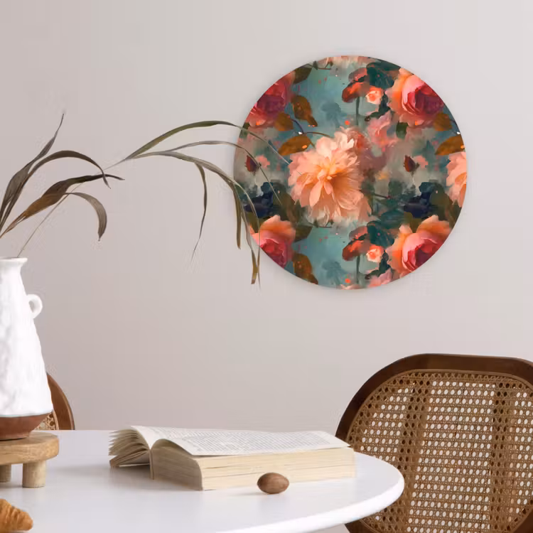 Wandcirkel - Glas - Roze - Patroon - Bloemen — 4