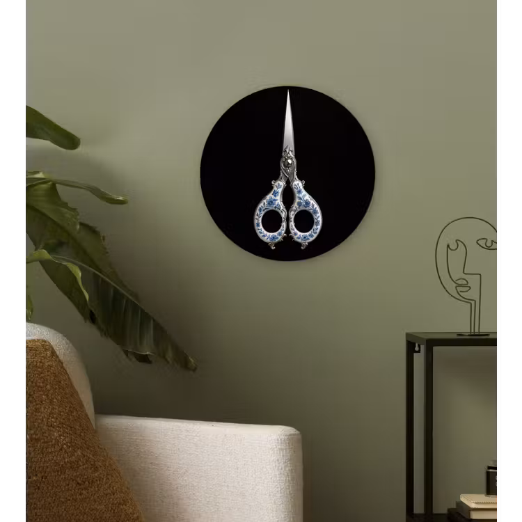 Wandcirkel - Glas - Schaar - Delfts blauw - Zwart — 3