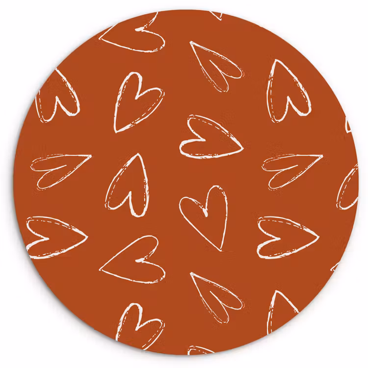 Wandcirkel - Glas - Terracotta - Wit - Hartjes — 1