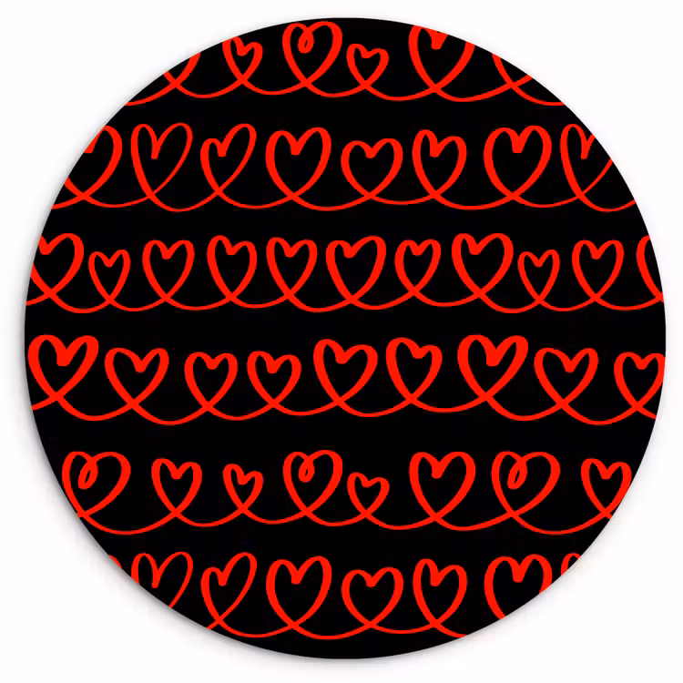 Wandcirkel - Glas - Verweven - Harten - Zwart - Rood — 1