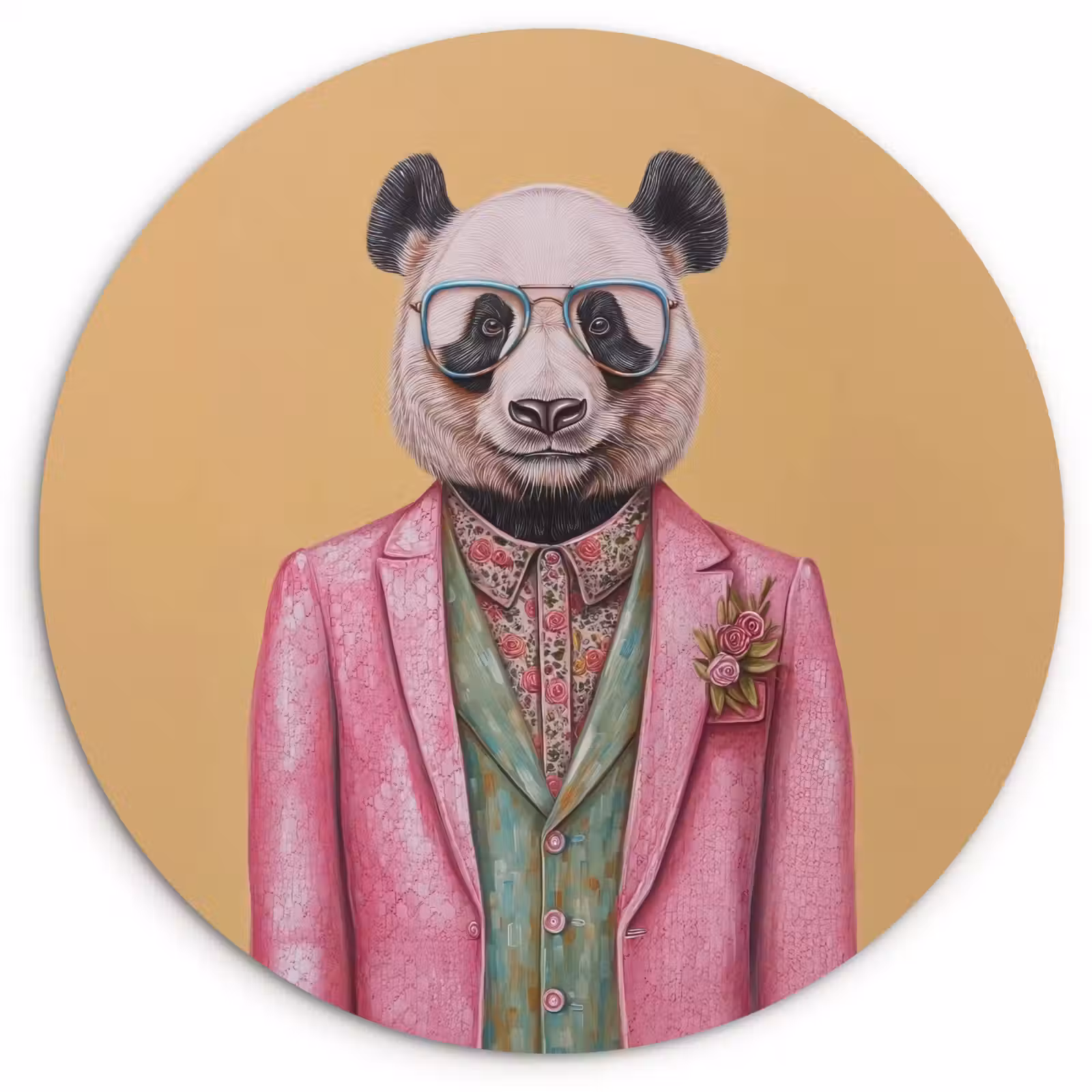 Wandcirkel - Glas - Panda - Pak - Zonnebril - Blauw — 1