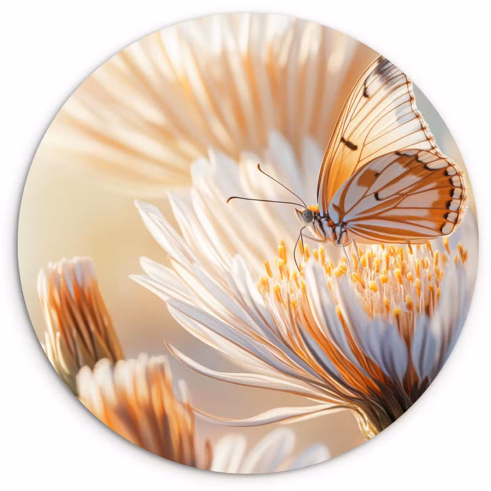 Wandcirkel - Glas - Vlinder - Bloem - Oranje — 1