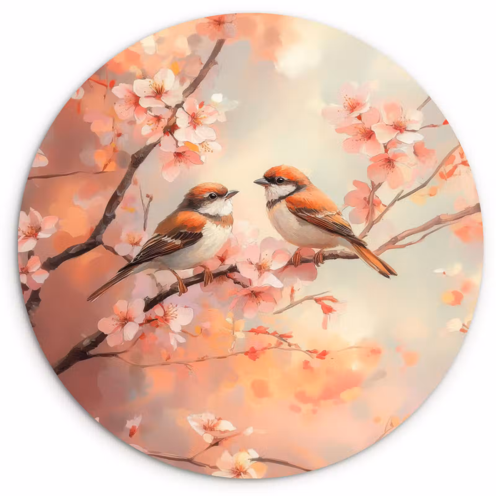 Wandcirkel - Glas - Vogels - Romantic - Bloesemtak — 1