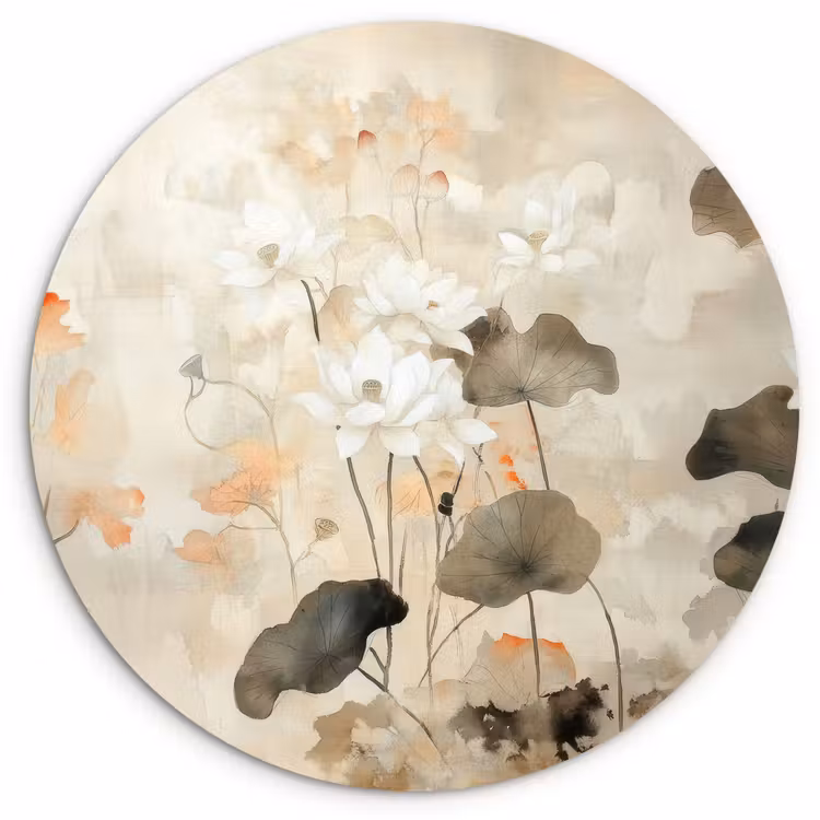 Wandcirkel - Glas - Bloemen - Japandi - Wabi sabi — 1