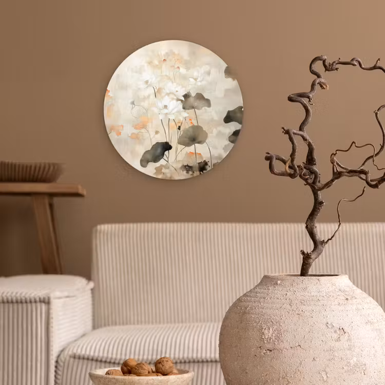 Wandcirkel - Glas - Bloemen - Japandi - Wabi sabi — 2