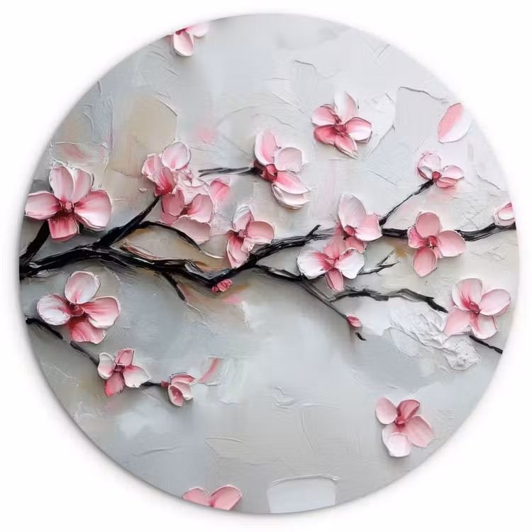 Wandcirkel - Glas - Bloesem - Kunstzinnig - Roze - Sakura — 1