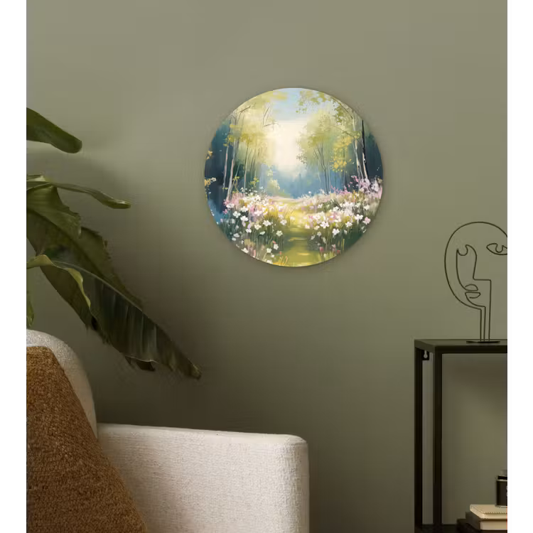 Wandcirkel - Glas - Bos - Schilderstijl - Kleurrijk — 3