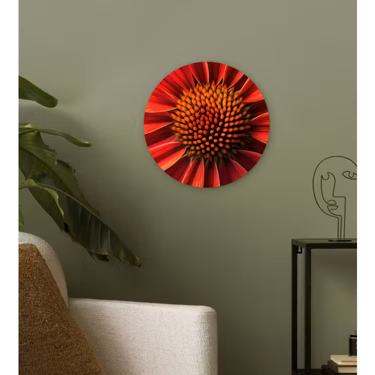 Wandcirkel - Glas - Close up - Bloem- Rood — 3