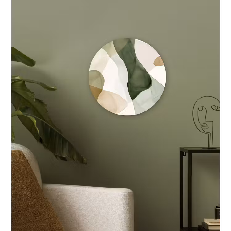 Wandcirkel - Glas - Japandi - Abstract - Groen — 3