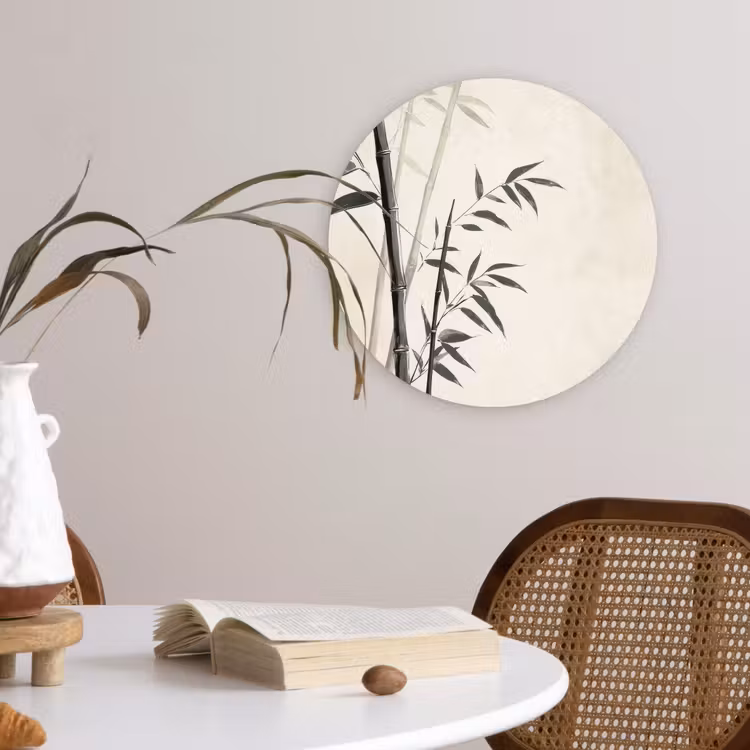 Wandcirkel - Glas - Japandi - Bamboe - Beige — 4