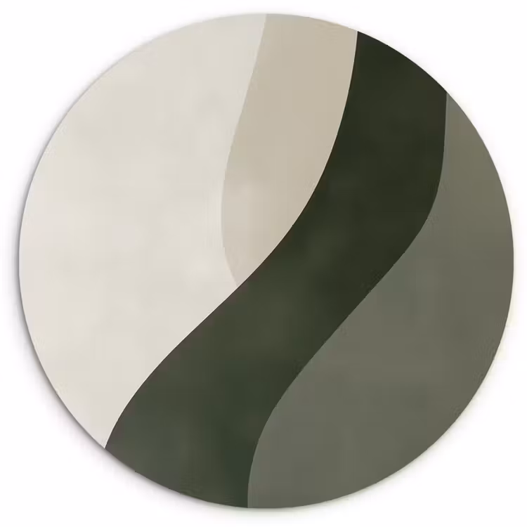 Wandcirkel - Glas - Japandi - Groen - Abstract - Modern — 1